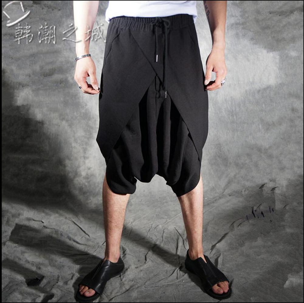 27-44 Summer Culottes Men Harem Pants Capris Elastic Drawstring Casual Pants Sagging Pants Hairstylist Singer Personality: 42