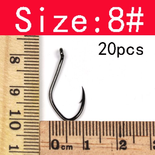 Anzuelo de pez gato de acero al carbono, accesorio afilado con púas, 3/0, 2/0, 1/0, 6, 8 V, 20 Uds.: Size 8 20PCS
