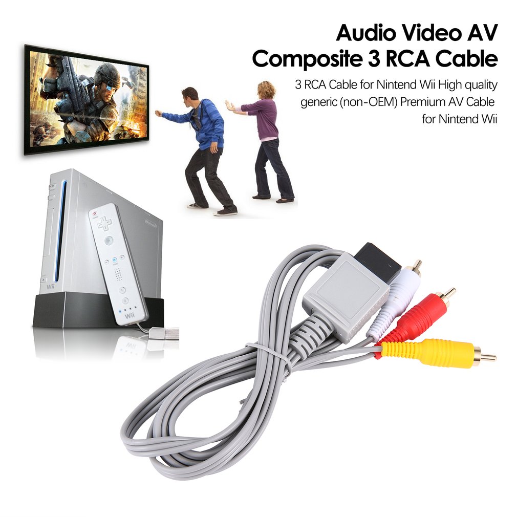 1.8 meters Gold Plated Audio Video AV Composite 3 RCA Cable for Nintendo for Wii