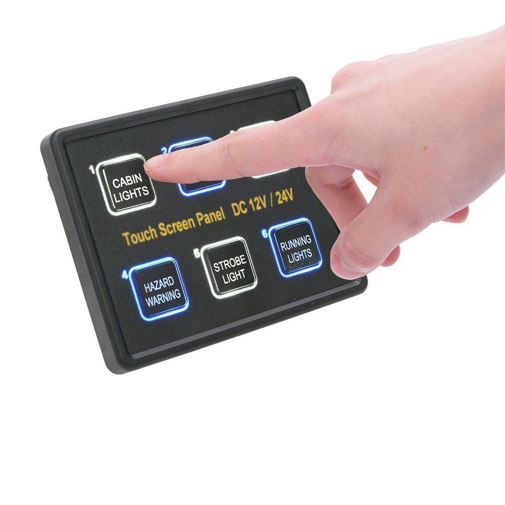 DC12-24V 6 Gang Touch Screen Switch Panel Intelligente Controle Inductie Led Schakelpaneel Touch Control Box Voor Auto Marine Boot