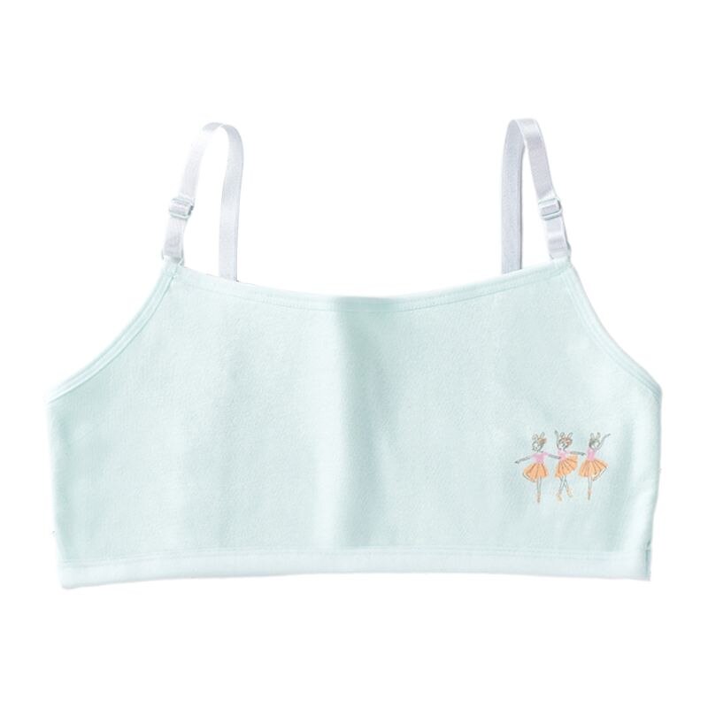 Young Girls Double Layer Cotton Bra Cartoon Ballet Dancer Adjustable Bralette L4MC