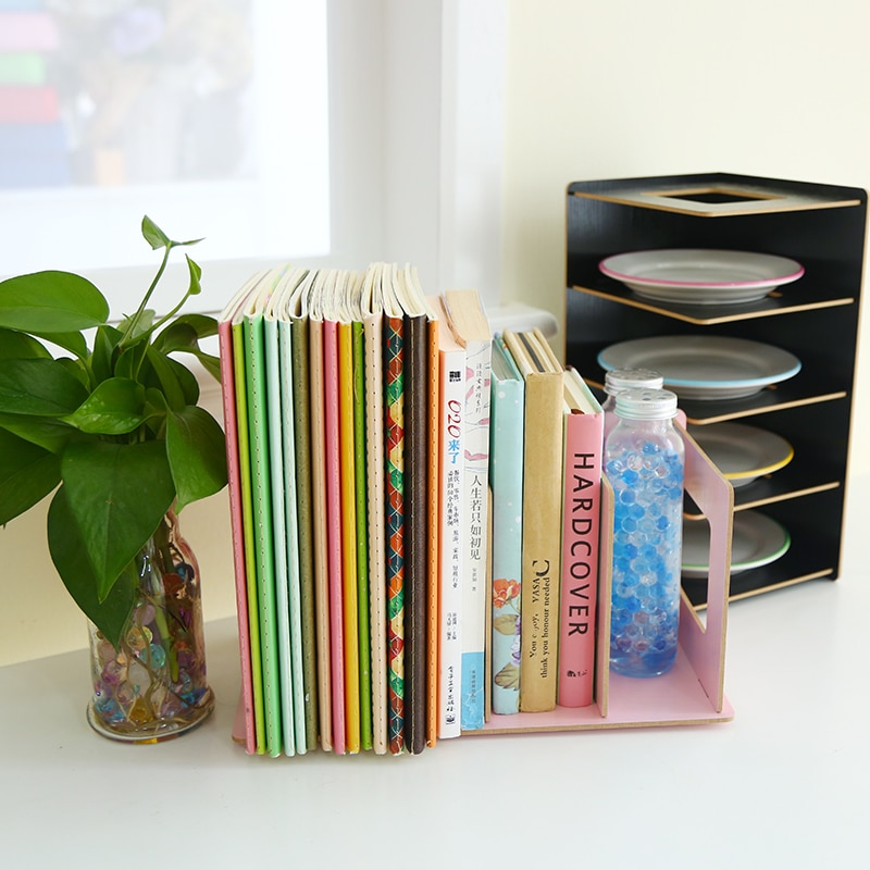 Diy træ skriveboks magasiner og bøger organisationsbøger hylder kontor opbevaring fil bogbakke skrivebord tilbehør organisator