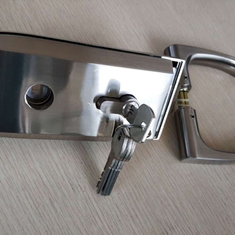 Glass Door Lock W Key Swing Door and Sliding Door Aluminum Frameless Glass Door Lock, High Partition Door Lock