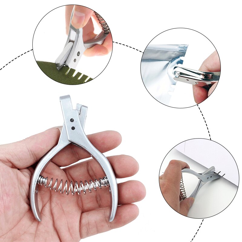 LMDZ Handheld Stainless Steel Slot Puncher Badge Hole Label for Leather Craft Punches DIY Practical Hole Punch Tool