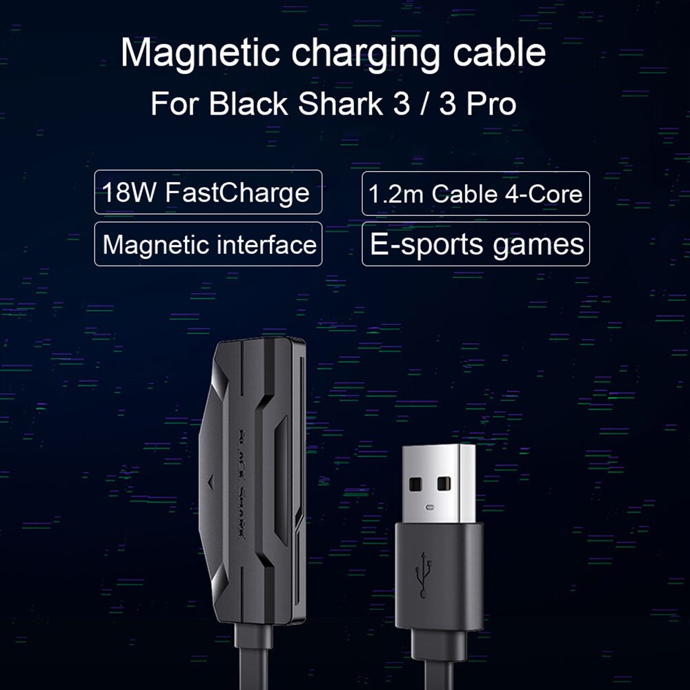 Originele Black Shark Magneet Oplaadkabel 18W Snel Opladen Magnetische Verbinding 1.2M Usb Kabel Voor Black Shark 3S/3 Pro/2Pro