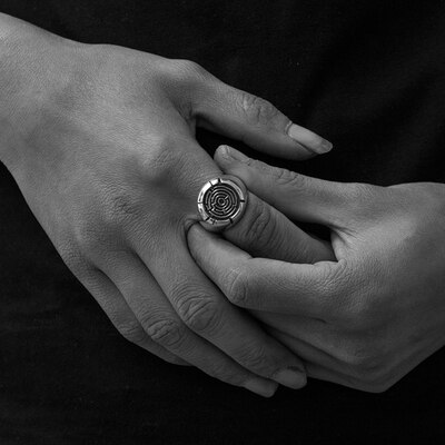 Bague labyrinthe Vintage pour hommes, anneau en acier inoxydable, Biker Rock Roll, gothique Punk, bijoux de fiançailles de mariage, OSR530,