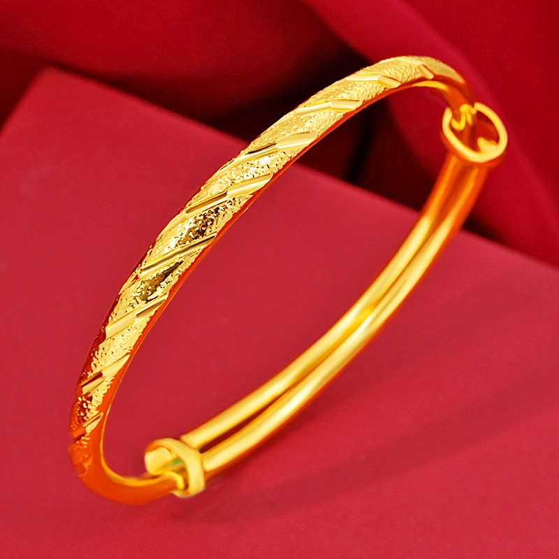 14K Gold Bangles Jewelry for Women Not Fade Gold Pulseira Feminina Bizuteria Wedding Gemstone 14 K Gold Trendy Bangles Females