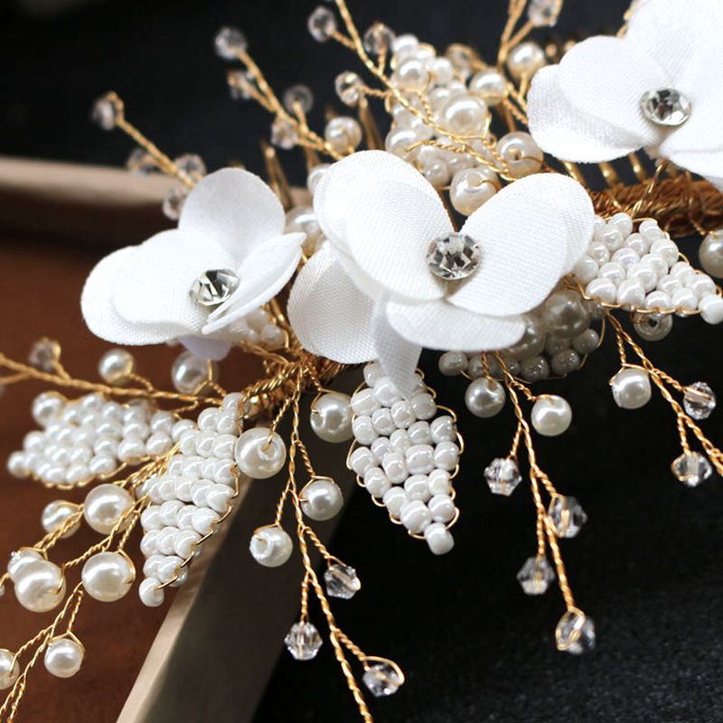 Tocado para novia con perla de cristal accesorios para boda accesorios para matrimonio tocado de flores peigne mariage