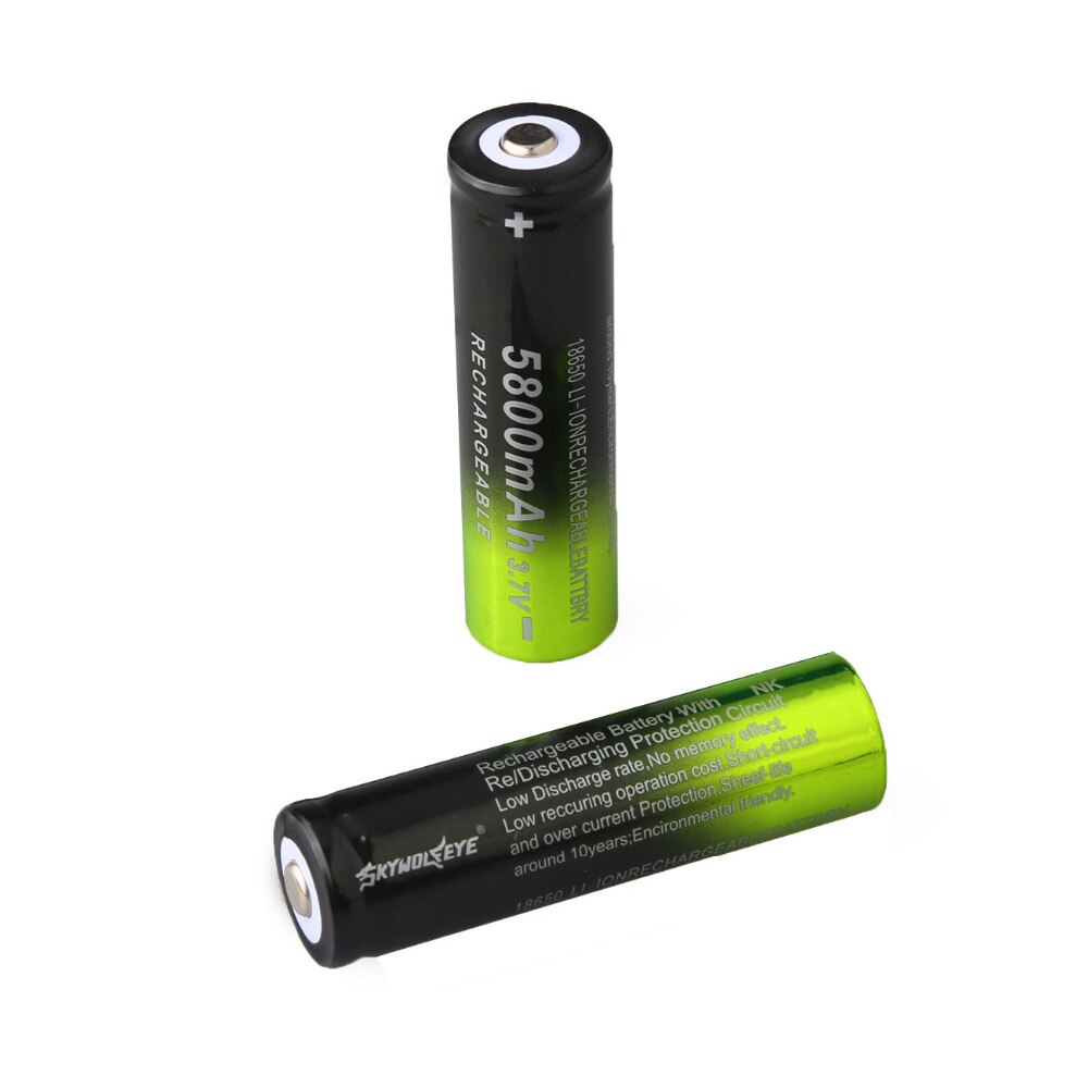 Skywolfeye 2 x 18650 batteri 5800 mah liion 3.7v genopladeligt batteri us/eu oplader til lommelygte forlygte