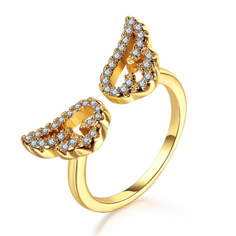 IPARAM Regolabile Ali di Angelo Anello Micro Pavimenta Zircone In Oro Anelli di Colore Per Le Donne di Modo squilla I Monili bague femme Femmina regali: R296-1