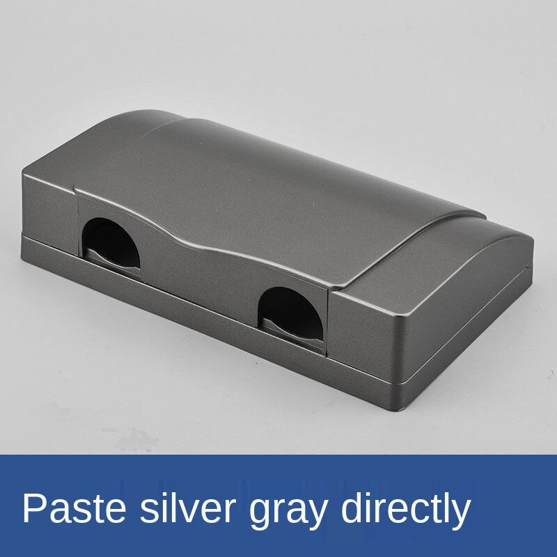 Double Socket Waterproof Box Bathroom Toilet Two Position Switch Protective Cover Safety Anti Mistouch Switch Plate Covers Paste: 2 bits silver grey