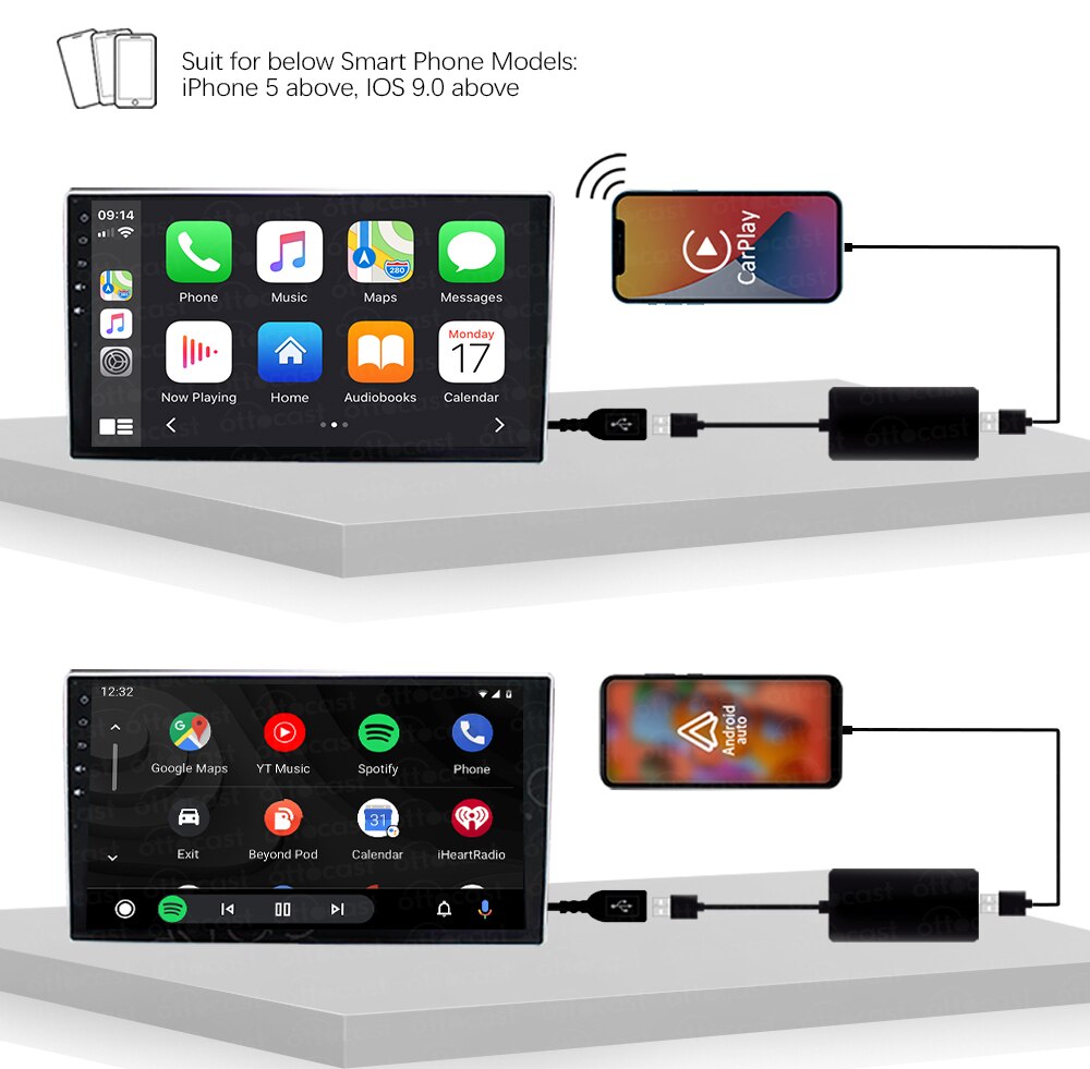 OTTOCAST CP60 Wireless Carplay Android Auto Dongle for Android System Screen Smart link Support Mirror-link IOS Map Music