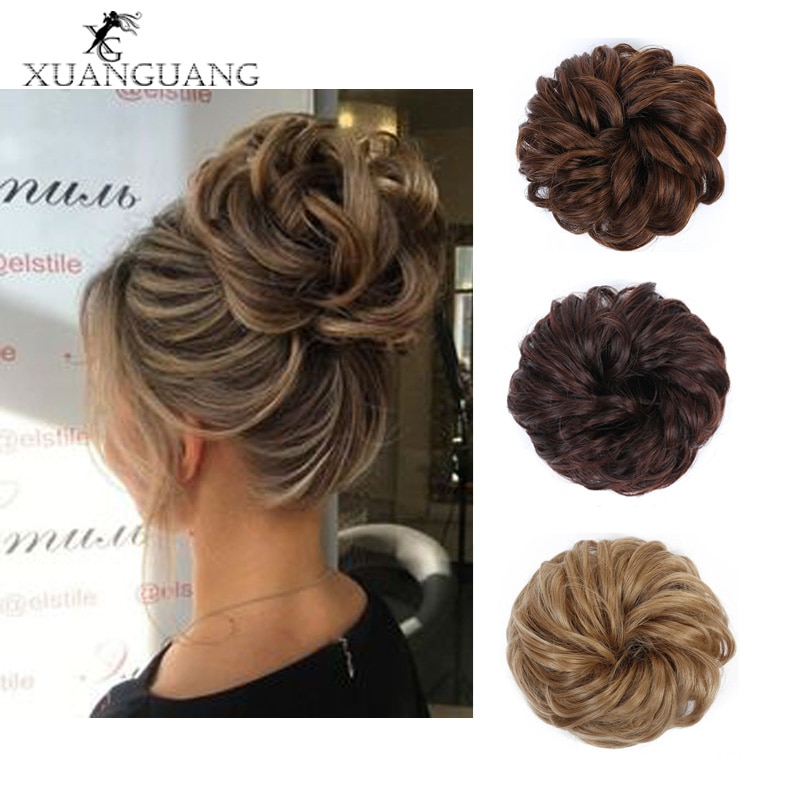 Xuanguang lockig bulle bär gummiband syntetisk peruk syntetisk bulle munk peruk chignon