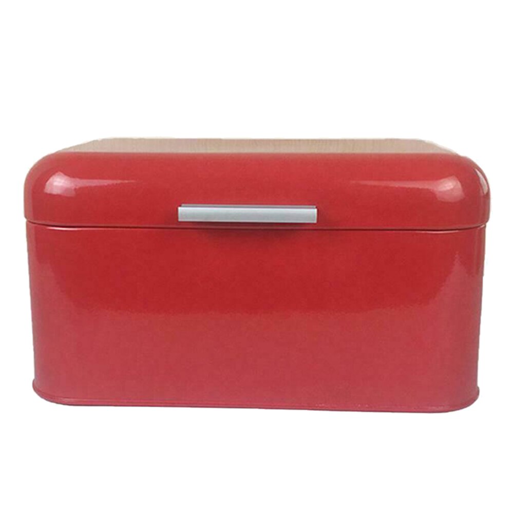 Metal Bread Box Storage Case European Style Retro Kitchen Container Solid Color DAG-ship: Red