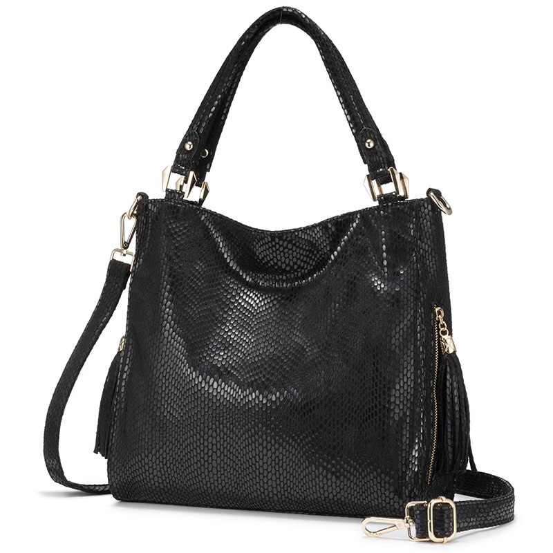 Mais real feminina bolsa de ombro bolsa feminina crossbody sacos para as mulheres 2020 bolsa de luxo com alça superior para senhoras borla tote: black