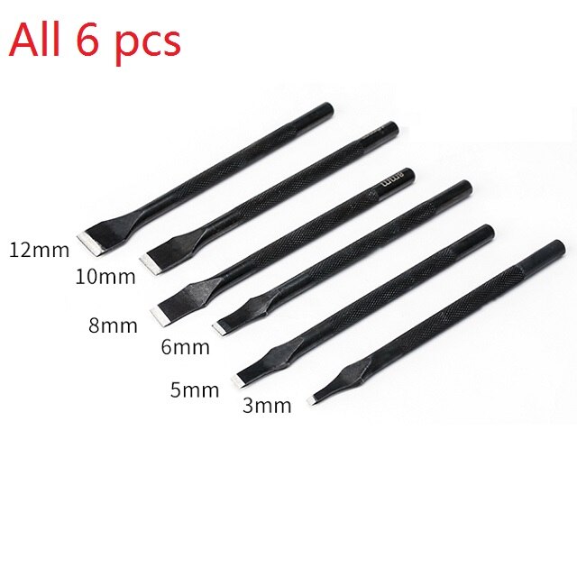 Leather Craft Tools Slot Punches 3/5/6/8/10/12mm Hole Punches Straight Punch Cutter Tools DIY Leather Craft Hand Work Tool: All 6 pcs