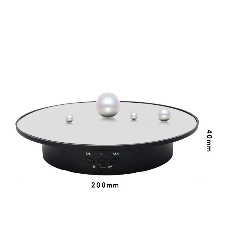 Rotating Display Stand - 20x20x4cm - Electric Turntable for Product Photography, Jewelry, Video Shooting: Black white velvet