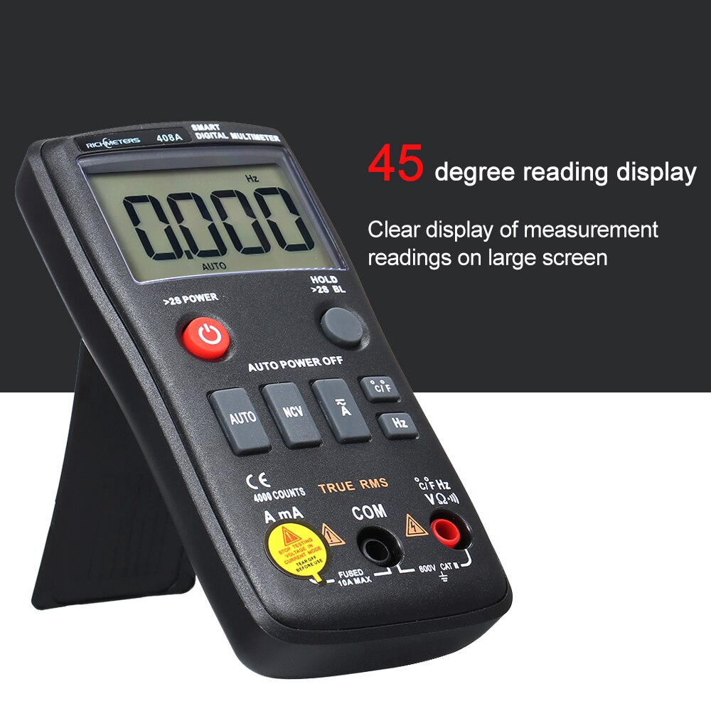 RICHMETERS RM408A AC/DC Voltage Digital Multimeter 8000 Counts True-RMS Auto Ranging Temperature Measuring Meter Light Backlight