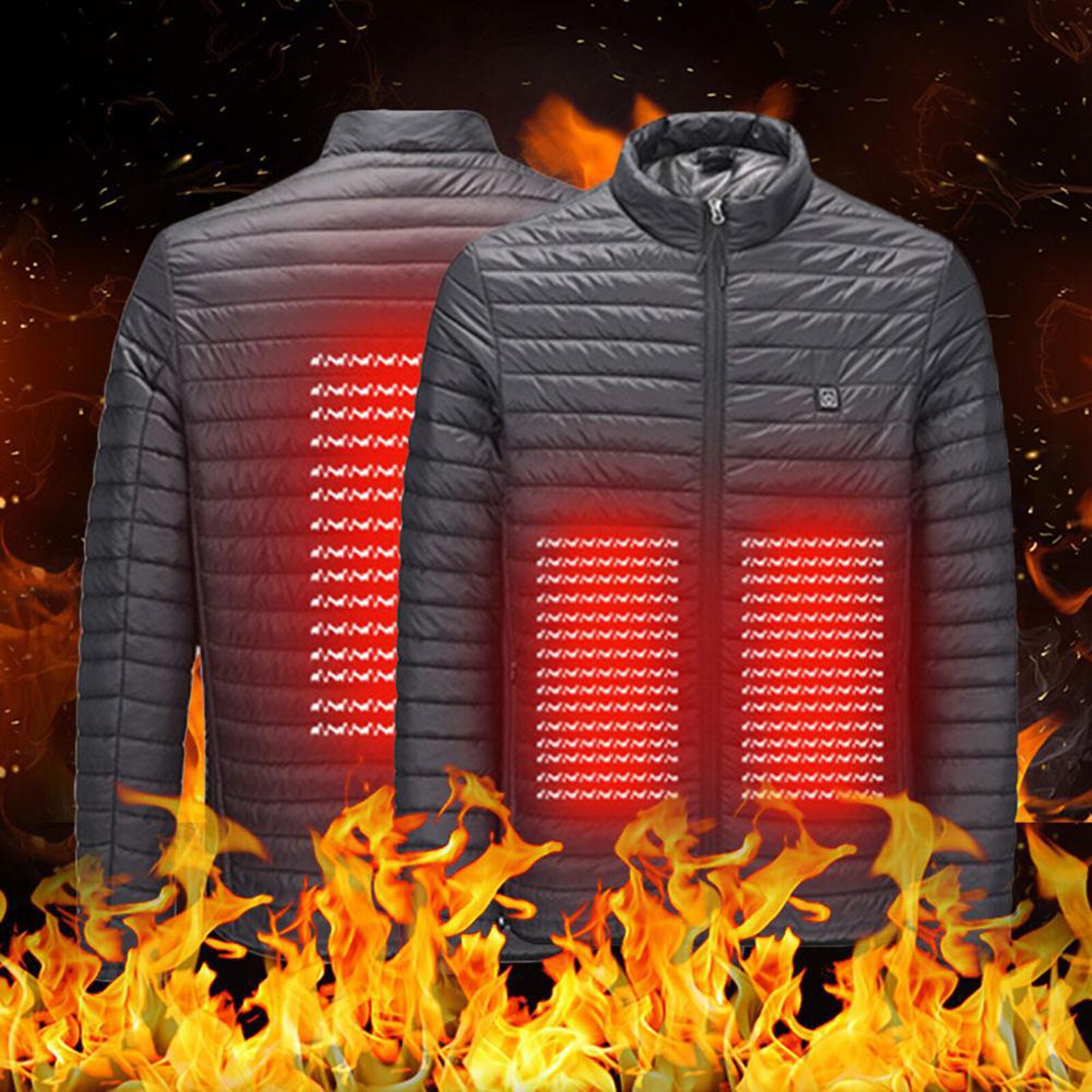 Chaquetas térmicas para exteriores con calefacción por USB, ropa térmica eléctrica, cuello alto de manga larga, prendas de vestir para pesca, senderismo