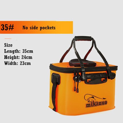 Shoulder Multifunction Fishing Bag Portable Fold Live Fish Storage Box With Oxygen Pump Bucket Tackle Outdoor Fishing Equipment: 19L Orange