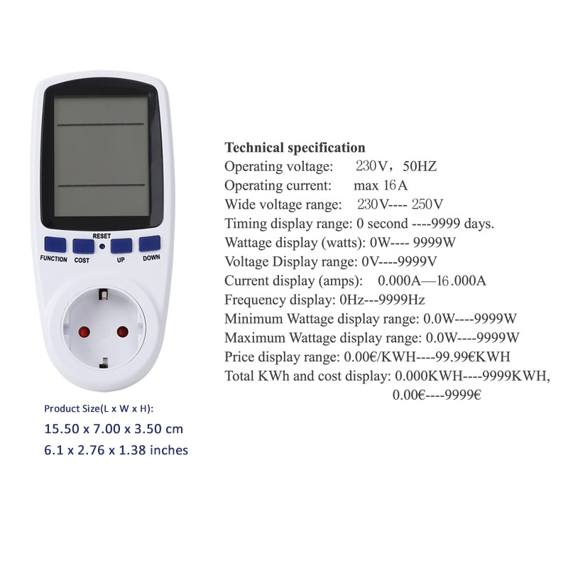 Power Meter Digital Wattmeter Energy EU/US/UK/AU/BR Watt Calculator Monitor Electricity Consumption Measuring Socket Analyzer