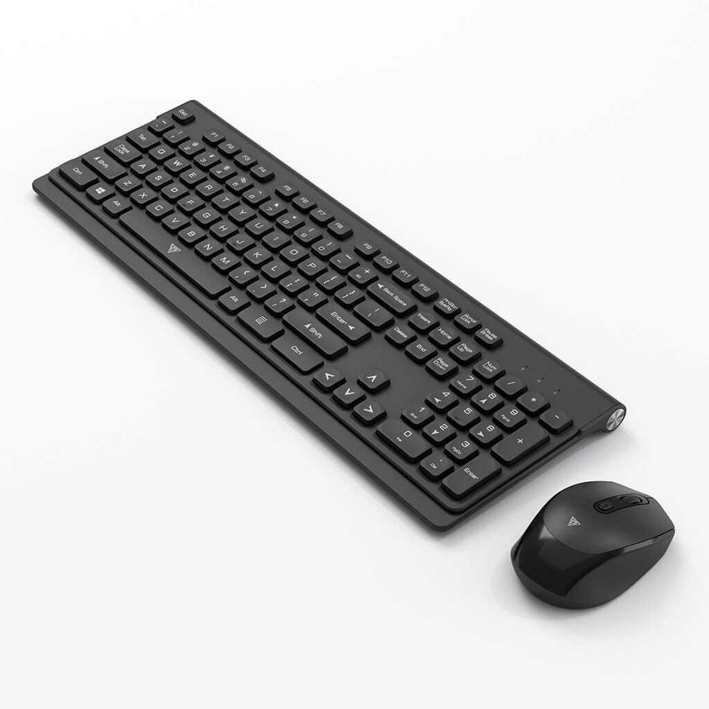 Teclado y ratón Mute inalámbricos de 2,4g, Mini teclado Multimedia de tamaño completo y conjunto de ratón para ordenador portátil, ordenador de sobremesa # zer: Black