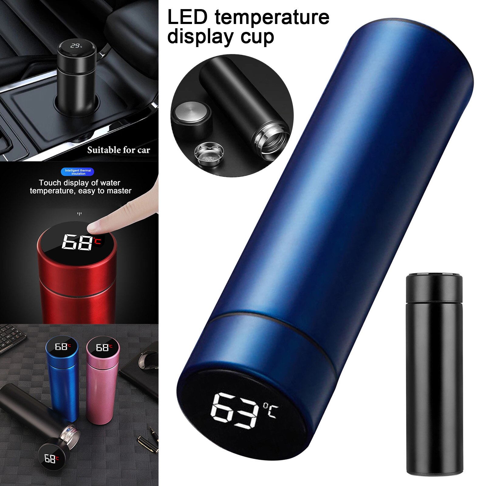 Bottle Waterproof LED Touch Screen Real-Time Water Temperature Display Water Bottle H7JP