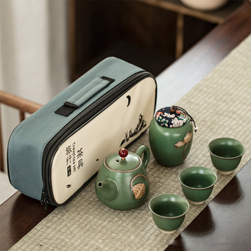 Service à thé Kungfu en céramique, Portable, d'affaires, service à thé chinois, théière, tasse de thé, canettes: c