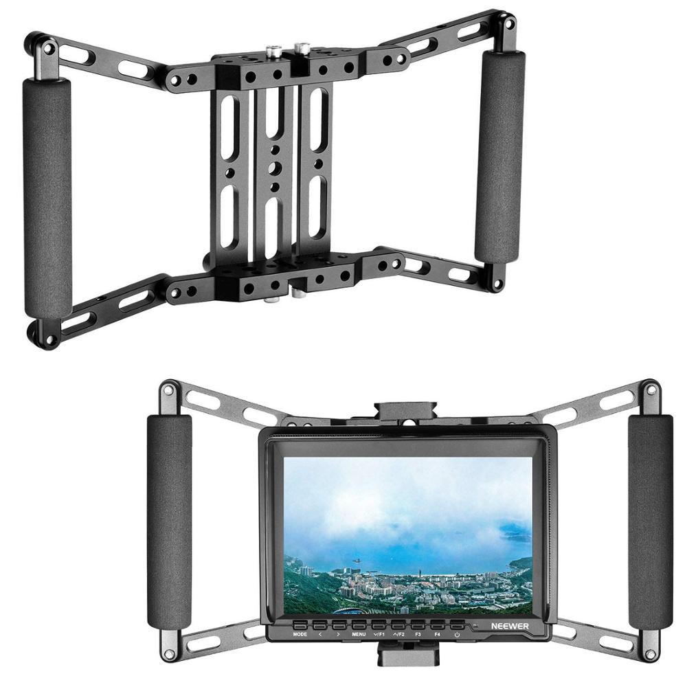 Monitor de Kit Gaiola com Alça Ajustável para 7 polegada Monitores LCD Duplo Suporte Da Mão