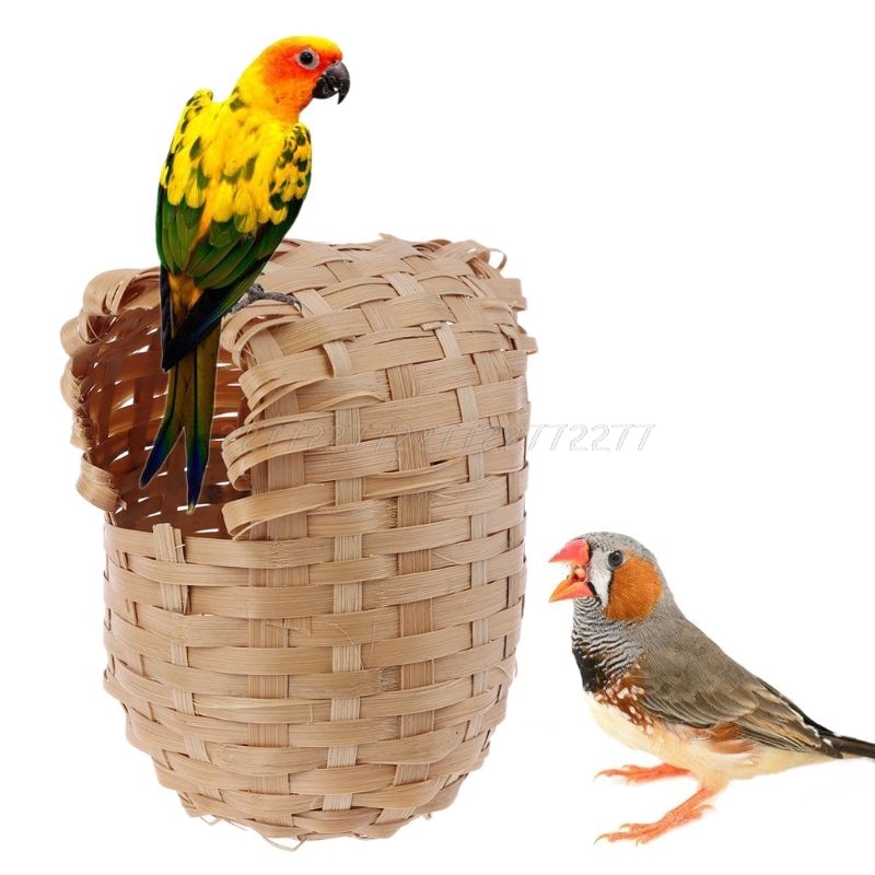 Casa de pássaro de bambu natural, feito à mão, gaiola de brinquedo, abrigo, cabana ao ar livre s18 19, dropship