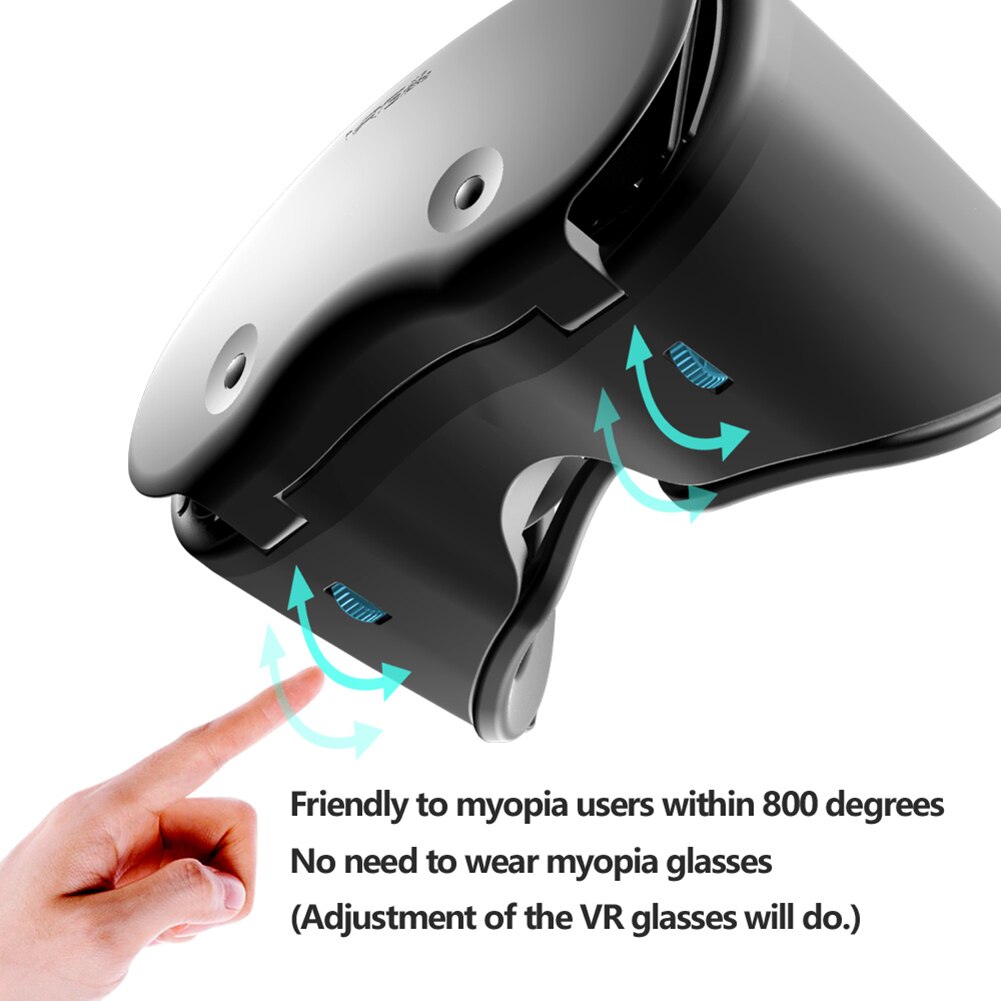 VRG Pro X7 3D VR Headset Smart Virtual Reality Glasses Helmet for 5-7 Inches Android iPhone Smartphones Phone Lenses Binoculars