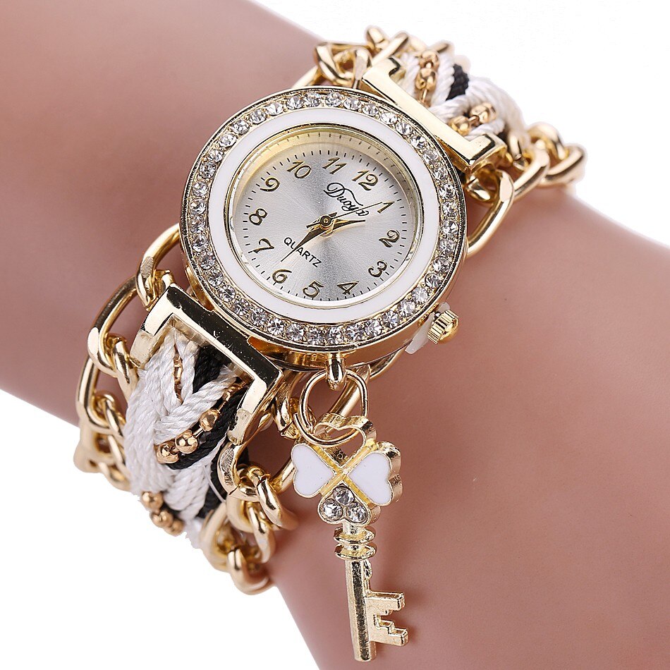 Top Style watch women Diamond case Wristwatch Ladies Braided Band Rhinestone Analog Quartz Wrist Watches saati: E