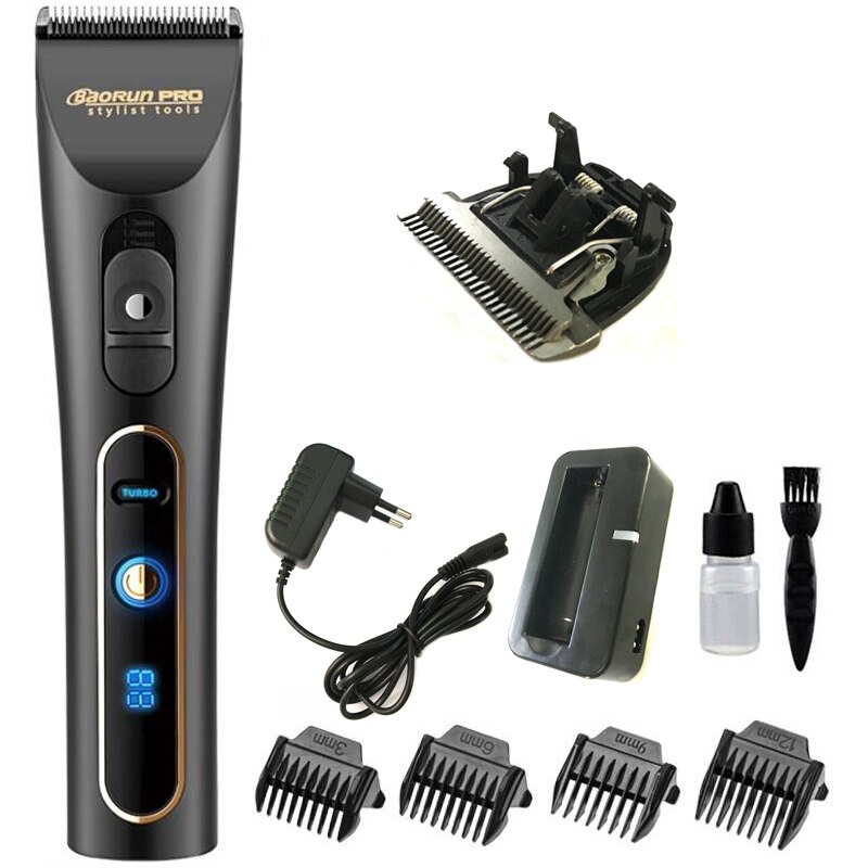 Ceramic Titanium Blade Hair Clipper for Men Baby Hair Trimmer Cutting Shaving Machine for Barber Salon Black