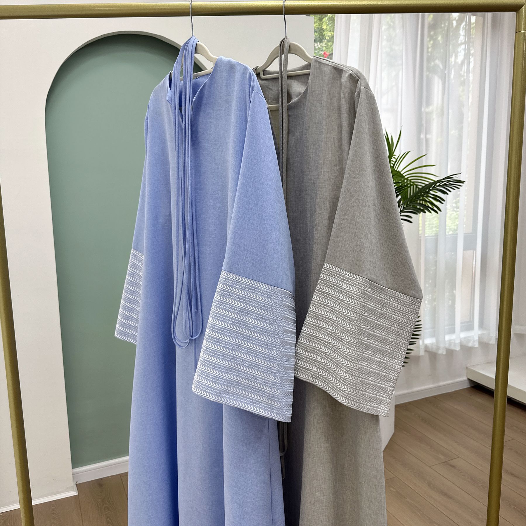 Caftán de de Dubai para mujer, vestido bordado , Burqa musulmán Abaya con cinturón, bata árabe para damas, vestido islámico de manga larga