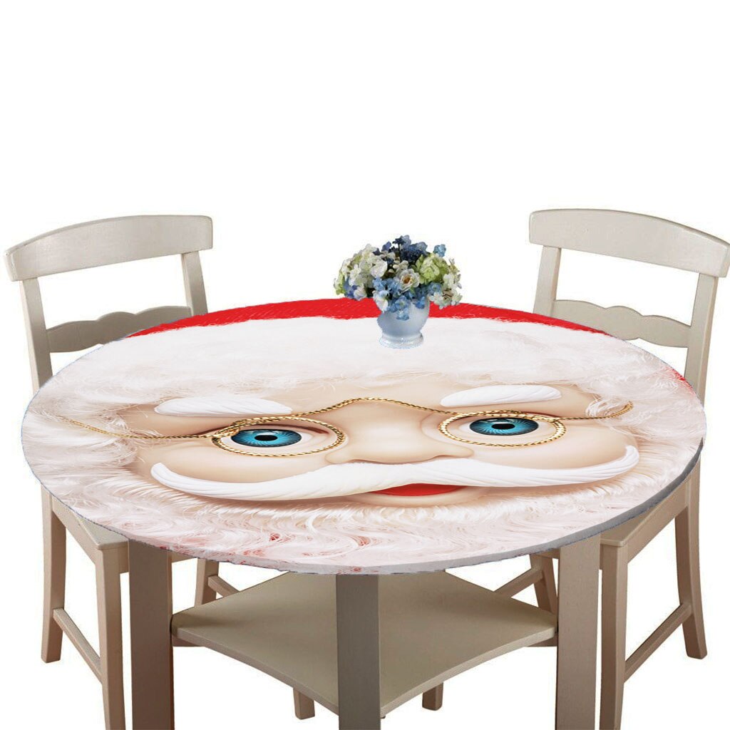 47-inch Elastic Fitted Table Cover, Polyester Vinyl Round Tables Tablecloth Table Cloth,Waterproof Table Pads, Christmas Decor