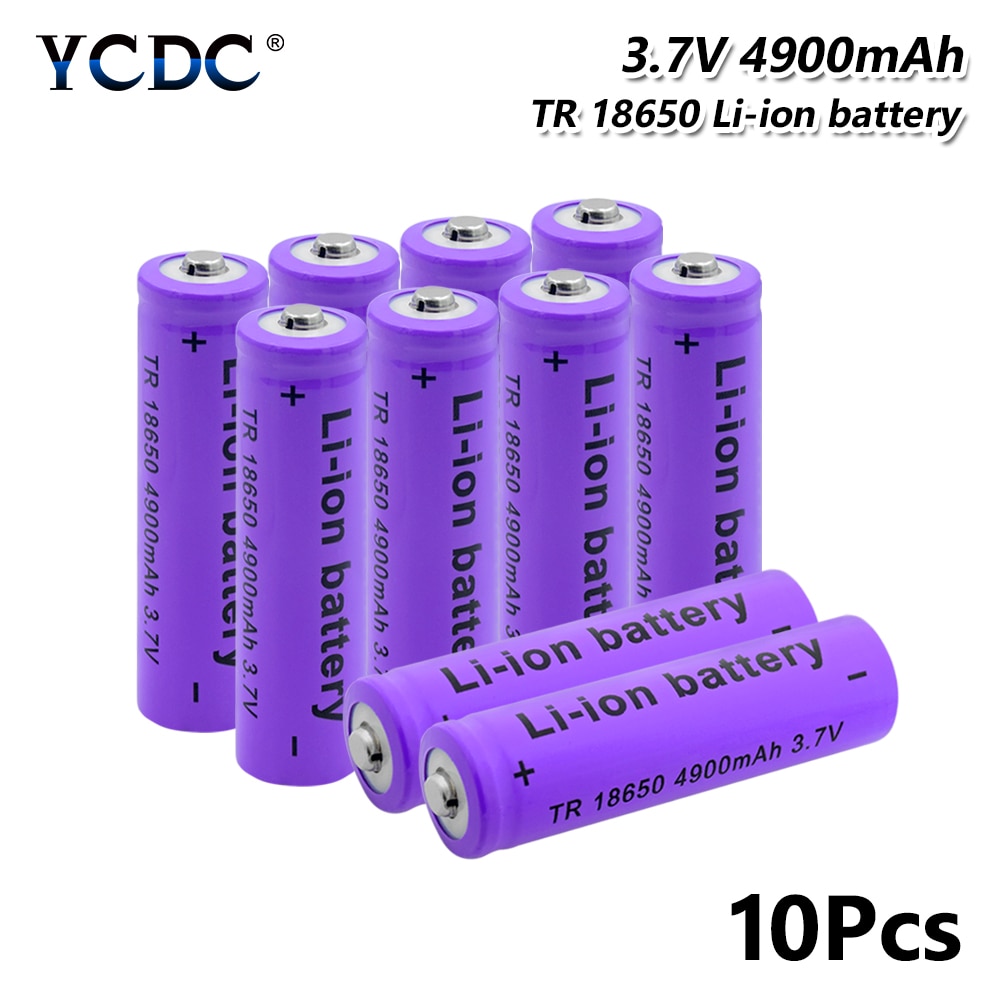 Rechargeable 18650 Battery 3.7V 4900mAh Li-Po Lithium Li-polymer Li-ion Replacement Batteries For LED Flashlight Torch