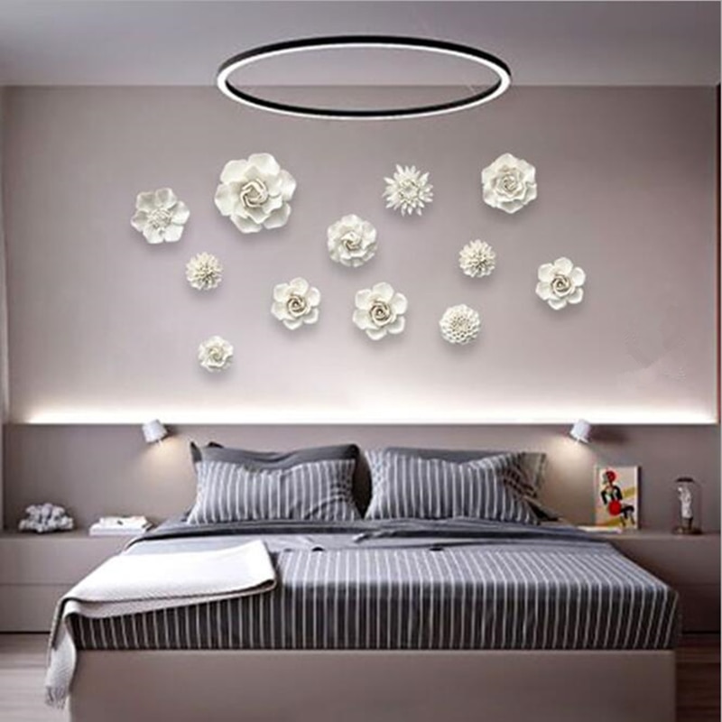 Handmade Three Dimensional Ceramic Flower Wall Decoration Plate Garden Home Decoration