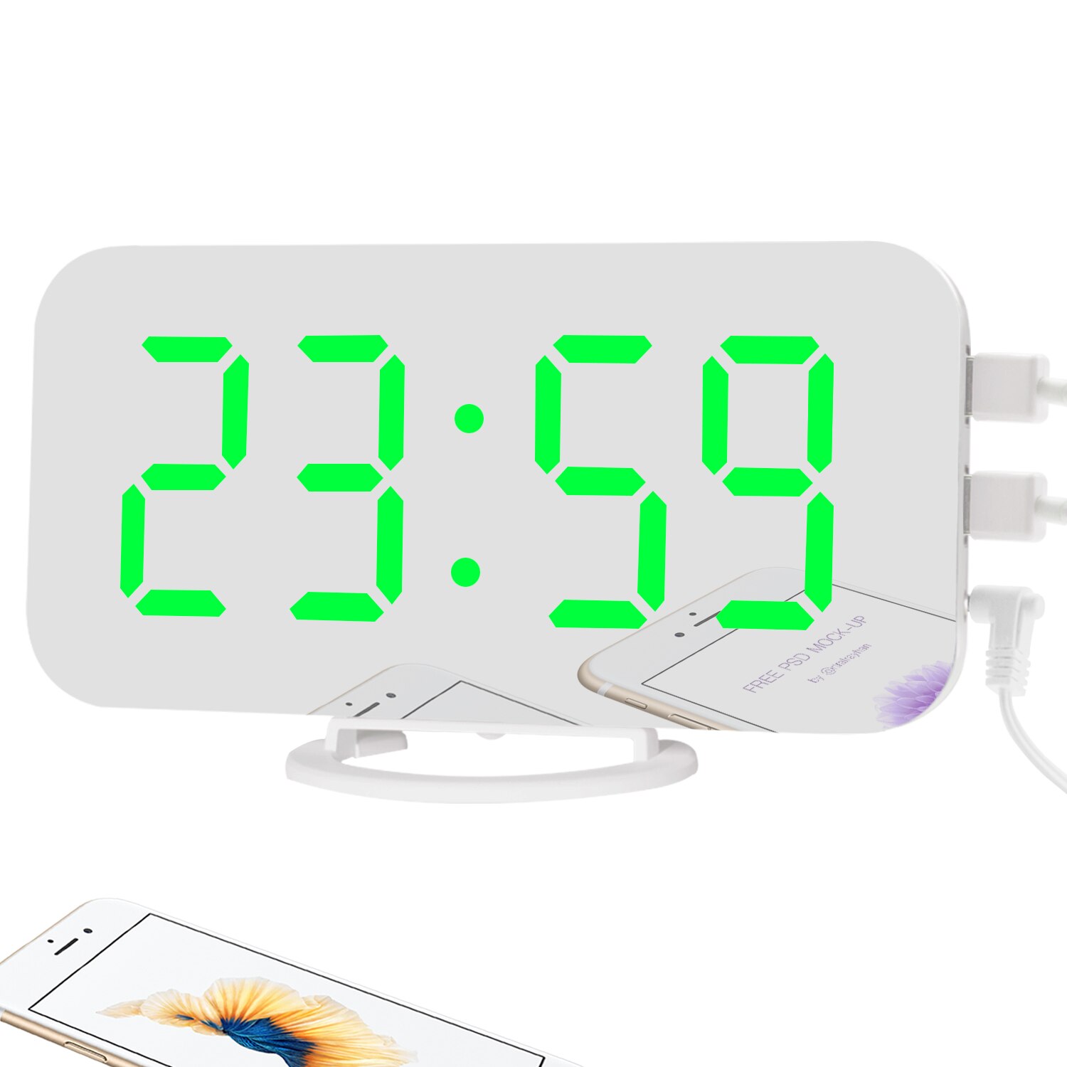 LED Voice Control Large Alarm Clock large number Display nixie Electronic Snooze Backlinght Desktop Digital Table Clocks Watch: 4