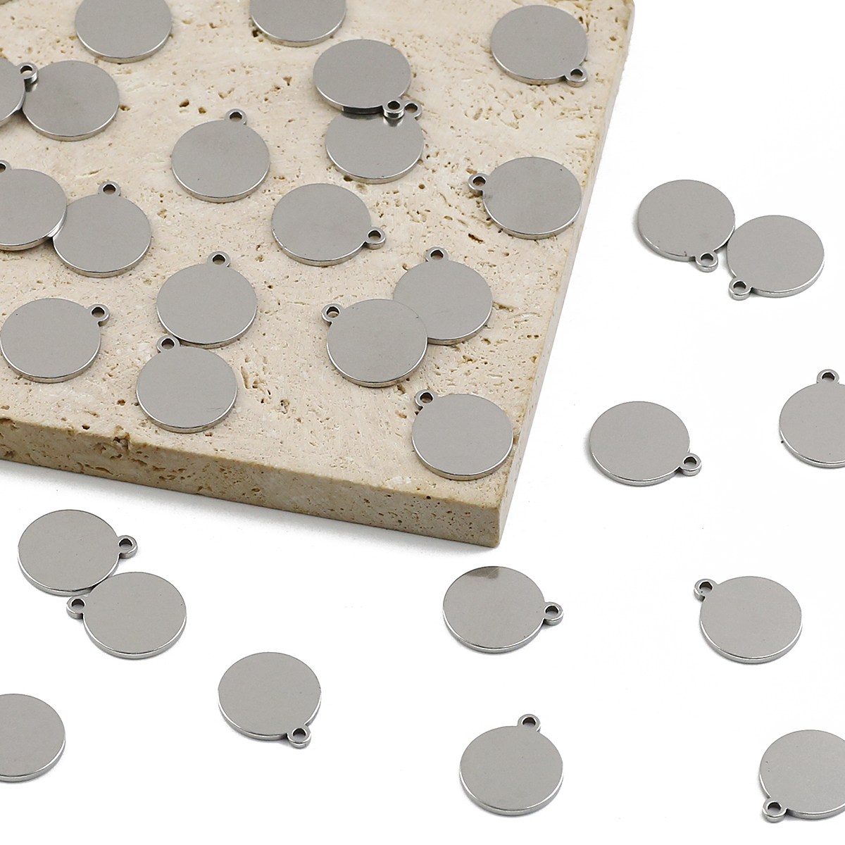 10-20 piezas 6/8/10/12/15/18/25mm colgante de acero inoxidable círculo plano bandeja de ajuste de cabujón en blanco para la fabricación de joyas accesorios DOY