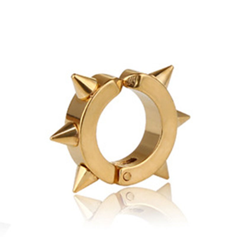 1 Stuks Black Punk Vrouwen Mannen Oorbellen Oorstekers Spike Klinknagel Hoop Huggie Zwart Rvs Oorbel Sieraden Accessoires: Gold