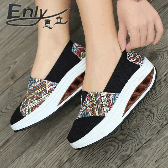 Platform schoenen dames hoogte verhogend 5cm slip-on loafers dames lage sneakers schokbestendig casual dames espadrilles: Ks66- zwarte / 36
