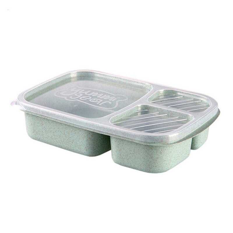 Portable Healthy Material Lunch Box Wheat Straw Bento Boxes Microwave Dinnerware Food Storage Container Foodbox household item: Green