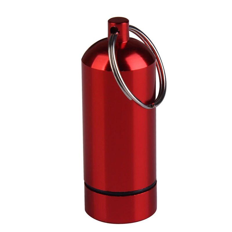 Aluminium Legering Kan Fles Draagbare Waterdichte Aluminium Pillendoosje Zaak Fles Drug Holder Container Sleutelhanger Aa: Rood