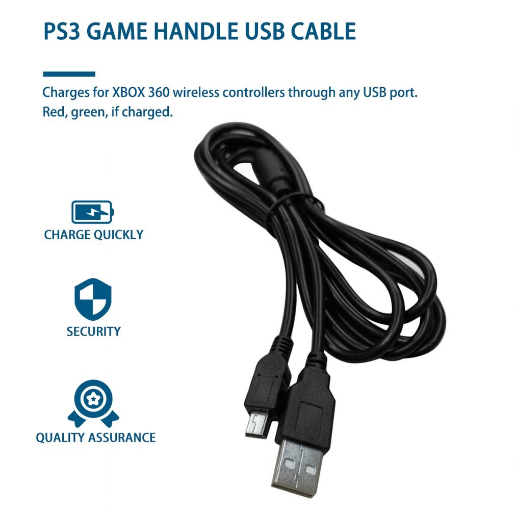 1.8M USB Charging Cable Wireless Gamepad Charger Data Cable for PS3 Controller Connect Computer Play and Charge Sony ONLENY