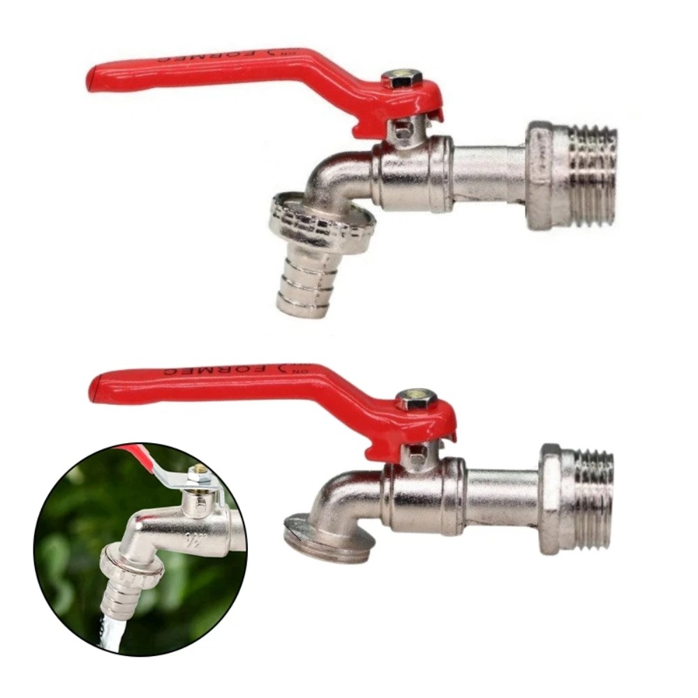 1/2x 3/4 Hendel Waterkraan Met Rood Handvat Slangprop Watertank Connector Zinklegering Pak Voor Wasmachine