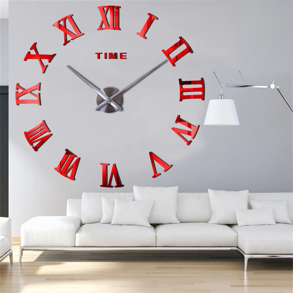 Moderne Diy Interieur Romeinse Wandklok Wandklok 3D Sticker Thuis Spiegel Effect 4 Stijl 3D Muurstickers