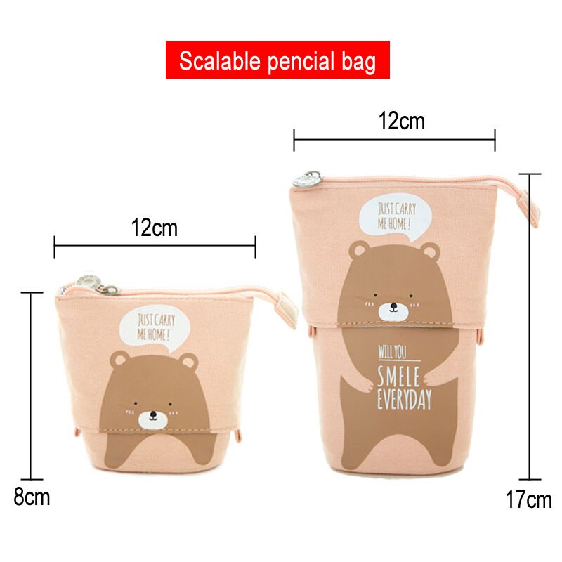 Leuke Schaalbare Potlood Tas Kawaii Kat Dieren Pen Case Rits Zakje Voor Scholieren Pen Zakken Doos Voor Briefpapier XA7H