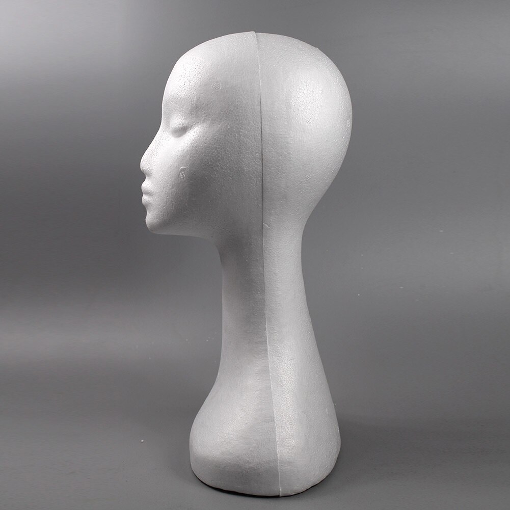 Female Plastic Plain Face Mannequin Manikin Head Model Wig Sunglasses Eyeglass Hat Cap Display Stander - White Black Skin Color