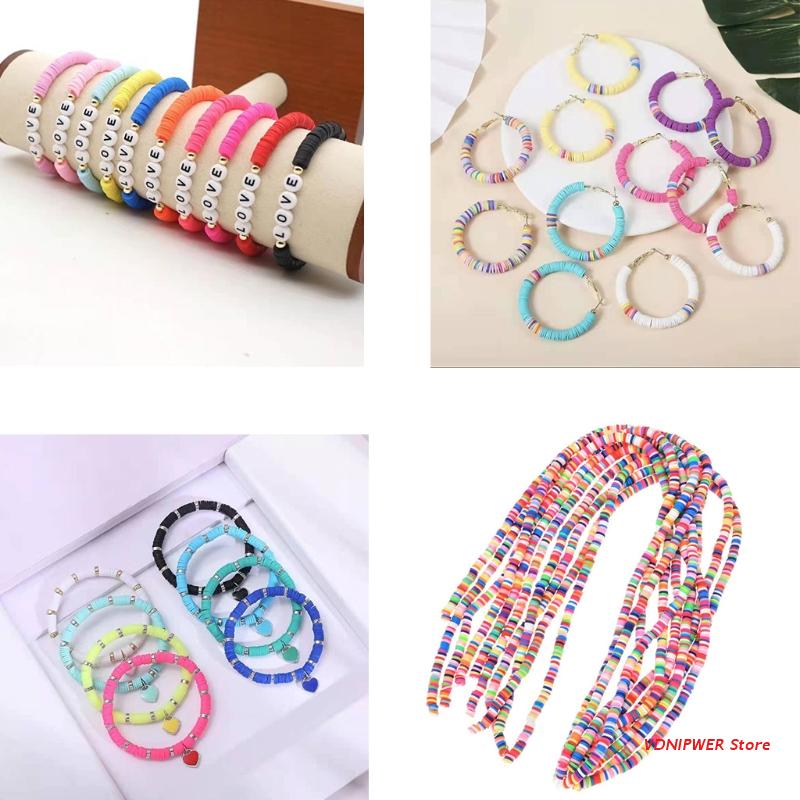 10Strips Platte Ronde Polymeer Klei Losse Kralen Voor Diy Kleding Accessoires Bohemian Armband Ketting Maken
