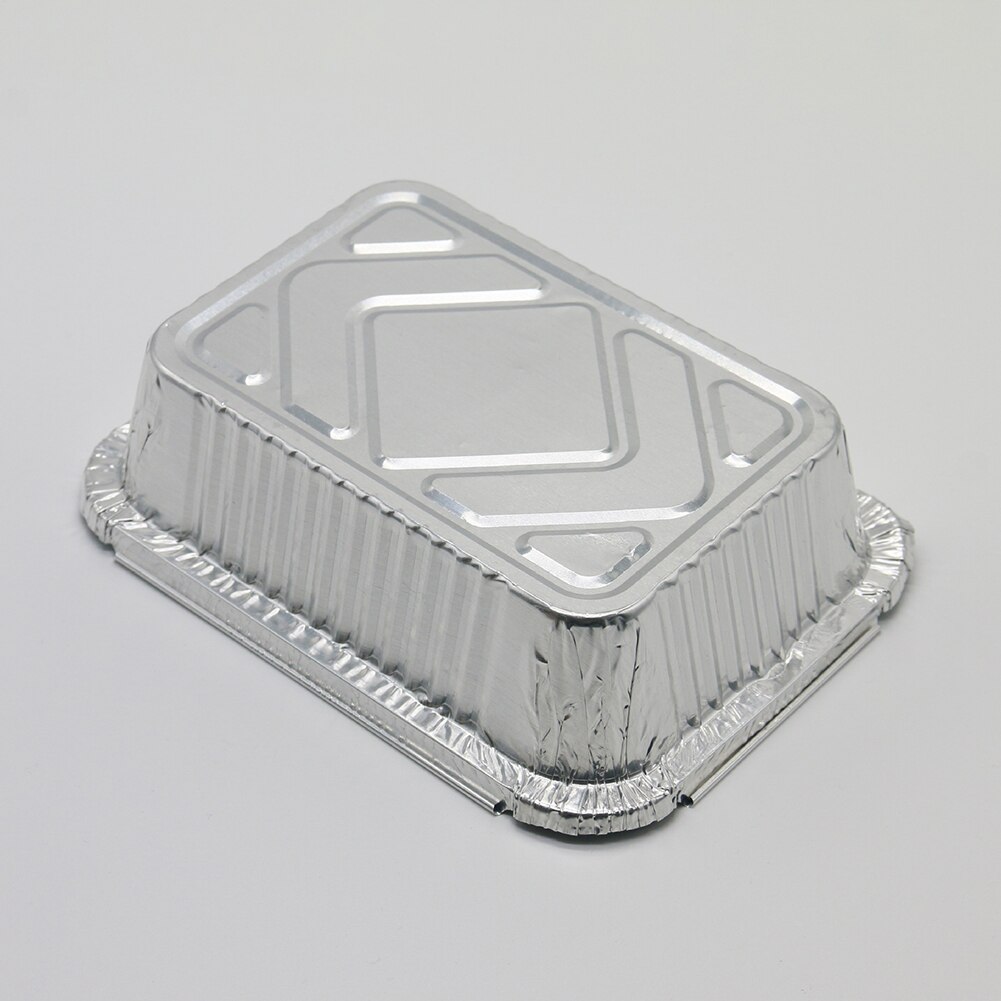50Pcs Disposable Aluminum Foil Pans 260/450/600/850/1100ml Rectangle BBQ Tray Baking Pan Food Container Picnic Kitchen Tools